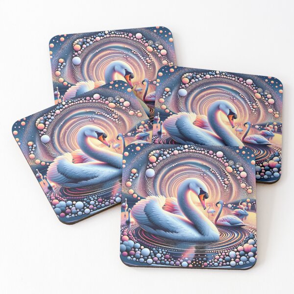 Item preview, Whimsical Swans Spiral Dots Fun designed and sold by purplesensation.