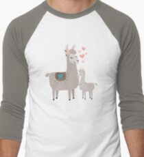 Llama Mama and Baby Illustration Men's Baseball ¾ T-Shirt