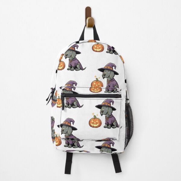 Item preview, Weimaraner cute dog sticker with witch hat and pumpkin lantern designed and sold by Meowanime99.