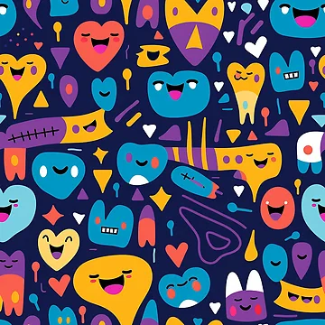 Artwork thumbnail, Smiling geometric shapes pattern by TrPatternLab