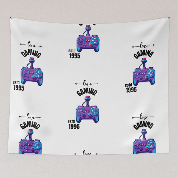 Item preview, "Love Gaming ESTD 1995" joystick idesign illustration for gamer white version  designed and sold by Artify Illustrator.