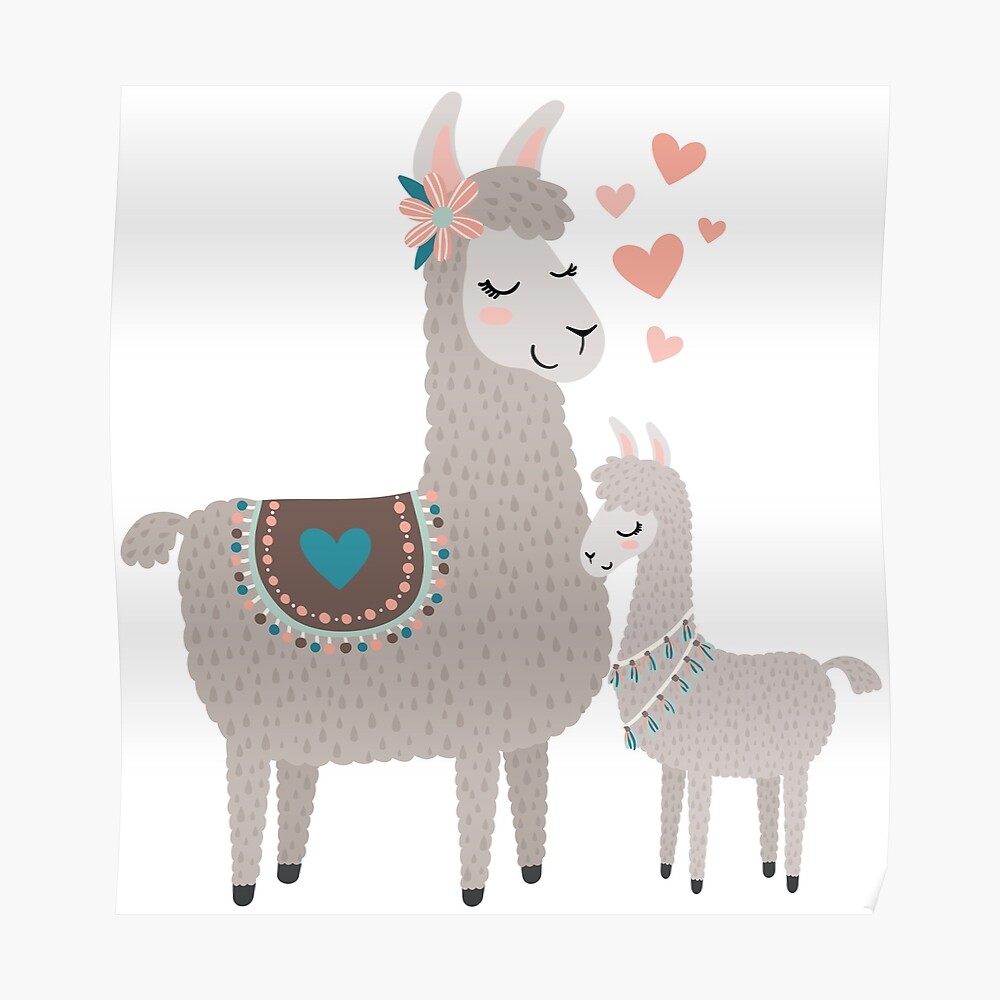 Llama Mama And Baby Illustration Sticker By Lisanorrisart Redbubble