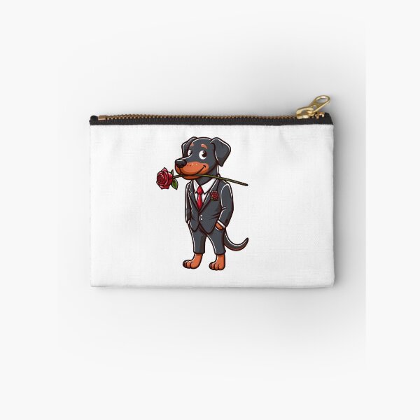 Item preview, Dobberman cute dog sticker Carrying rose flowers in his mouth designed and sold by Meowanime99.