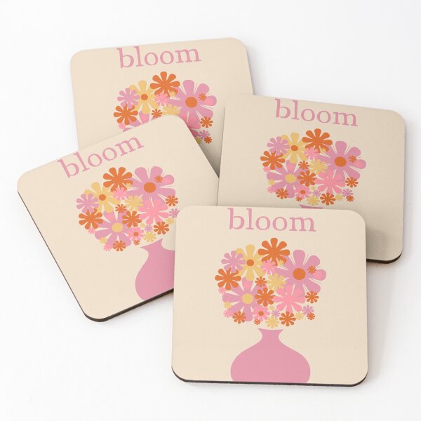 Item preview, Bloom Retro Flowers in Vase Pink Orange Yellow designed and sold by kierkegaard.