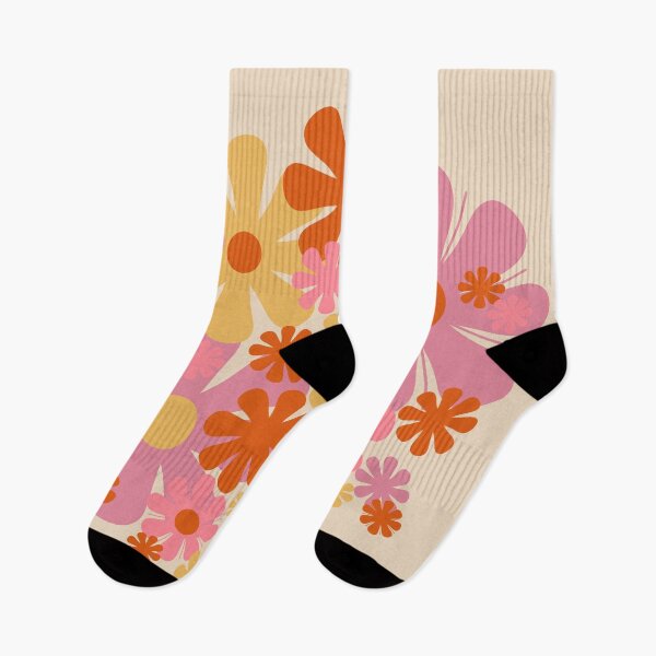 Item preview, Bloom Retro Flowers in Vase Pink Orange Yellow designed and sold by kierkegaard.
