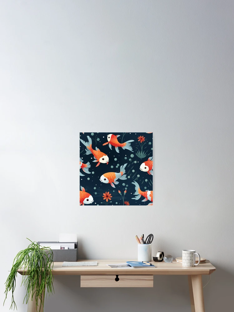 Thumbnail 2 of 3, Poster, Cartoon koi fish pattern designed and sold by TrPatternLab.