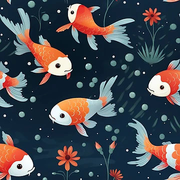 Artwork thumbnail, Cartoon koi fish pattern by TrPatternLab