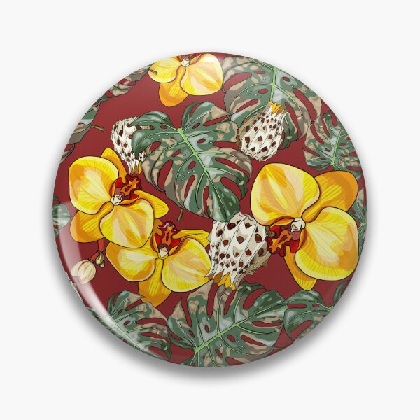 Item preview, Seamless illustration of pineapple, tropical leaves, orchid, lemon flowers on collared background. Fruit pattern with tropical leaves and fruits designed and sold by Anastasiia Yurevych.