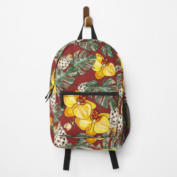 Item preview, Seamless illustration of pineapple, tropical leaves, orchid, lemon flowers on collared background. Fruit pattern with tropical leaves and fruits designed and sold by Anastasiia Yurevych.