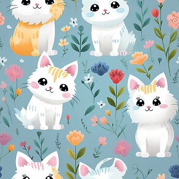 Artwork thumbnail, Charming kitten pattern by TrPatternLab