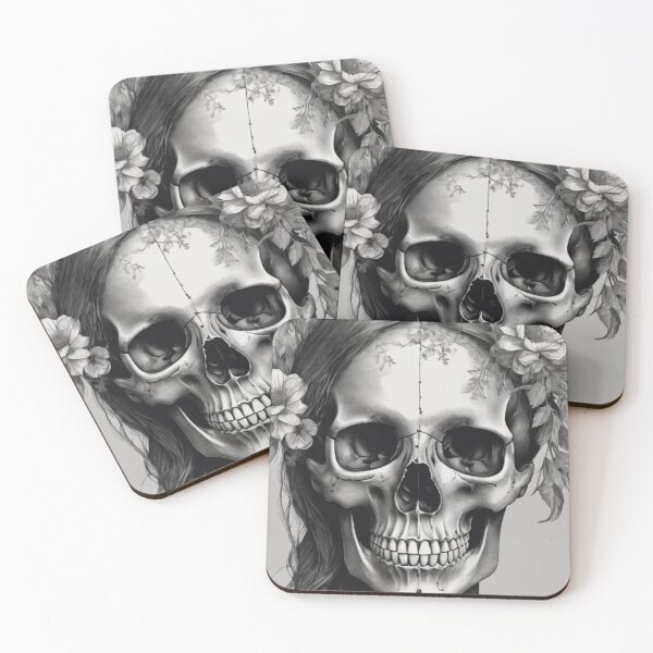 Item preview, Woman Skull With Flowers Sketch Drawing designed and sold by flowerpower999.