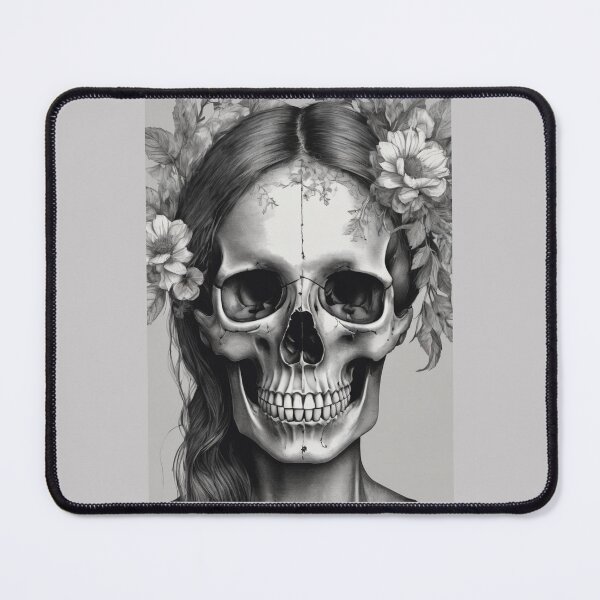 Item preview, Woman Skull With Flowers Sketch Drawing designed and sold by flowerpower999.