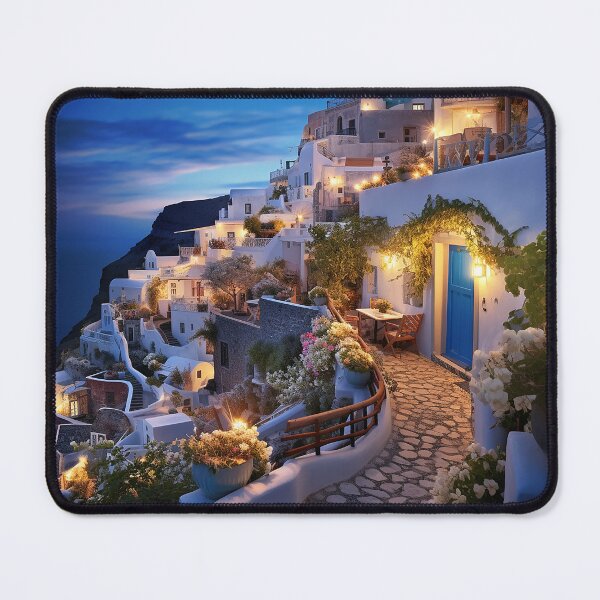 Item preview, Greek village at dusk. designed and sold by ArtbyJanineTate.