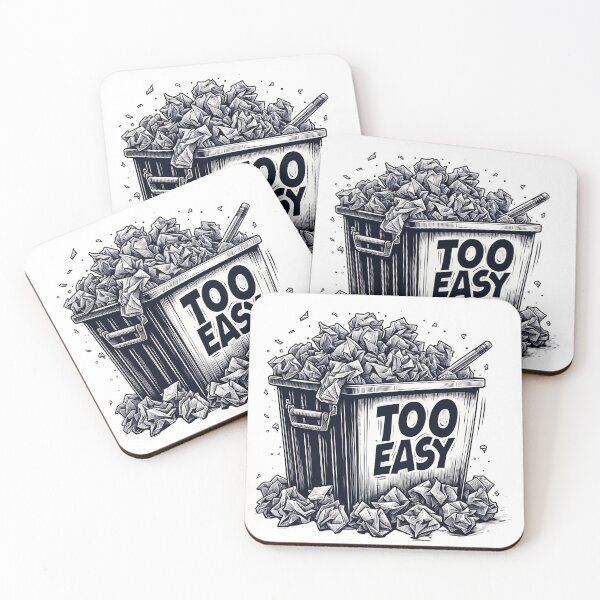 Item preview, Too Easy, Crumpled Paper fill full in the bin, cartoon style designed and sold by ArtshopDRM.