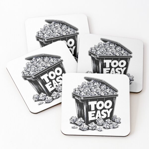 Item preview, Too Easy, Crumpled Paper fill full in the bin, cartoon style designed and sold by ArtshopDRM.