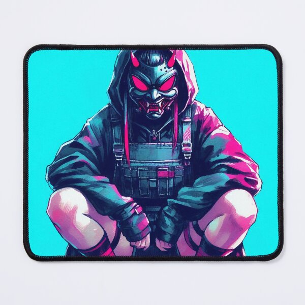 Item preview, Cyberpunk Neon Oni Mask Girl designed and sold by RESToRAPTOR.
