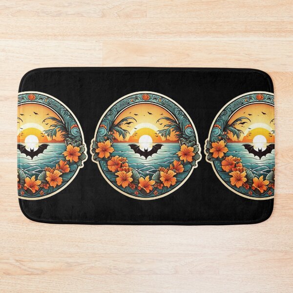 Item preview, Cute Bat at Sunset on a Hawaiian Beach with Orchids designed and sold by NautiChic.