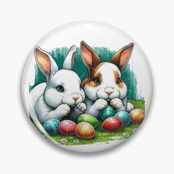 Item preview, happily pouring Easter eggs onto the green grassy field. designed and sold by PaintMeWorld.