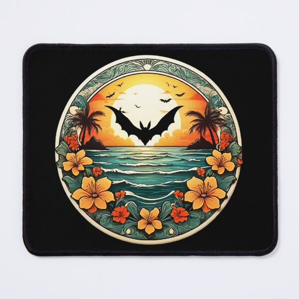 Item preview, Spooky Bat at Sunset on a Hawaiian Beach with Ocean Waves designed and sold by NautiChic.