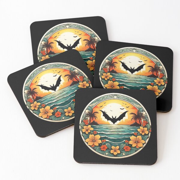 Item preview, Spooky Bat at Sunset on a Hawaiian Beach with Ocean Waves designed and sold by NautiChic.