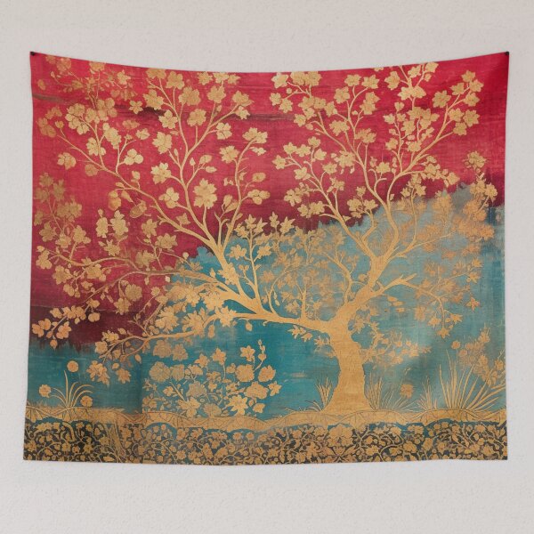 Item preview, Antique Persian Tree of Life Kashan Carpet Print designed and sold by GrinGalore.