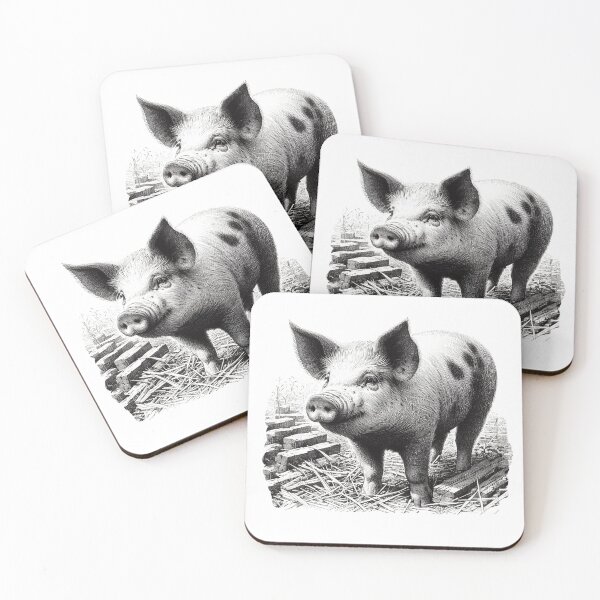 Item preview, Pen and ink drawing of a spotty pig. designed and sold by EdgyEdgeArt.
