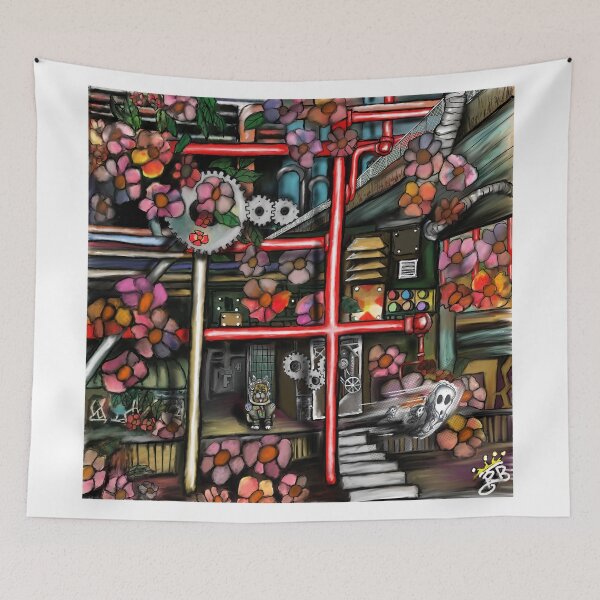 Item preview, mechine flowers and spacedog/3ghosts designed and sold by roger blackmon.