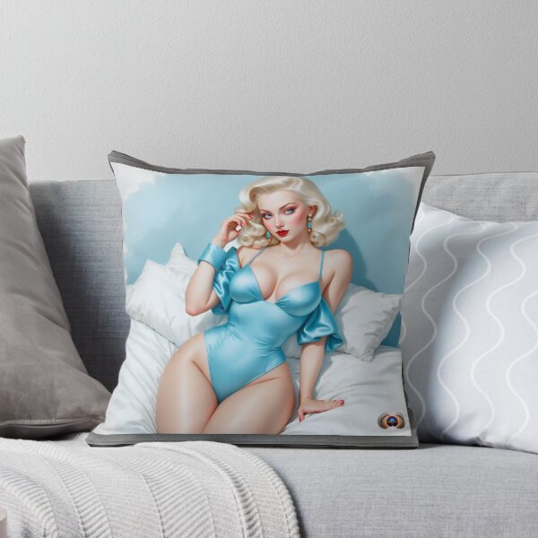Item preview, Blue Is My Favorite Color Enchanting Pin Up Girl AI Concept Art by Xzendor7 designed and sold by Xzendor7 Digital Art Creations.