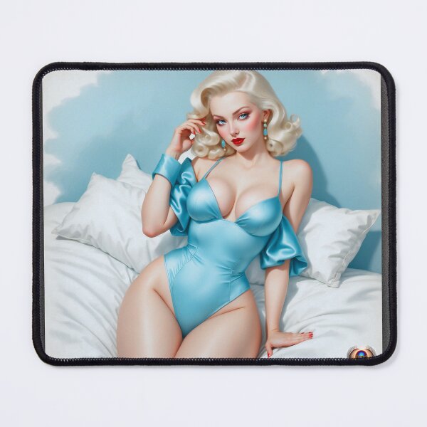 Item preview, Blue Is My Favorite Color Enchanting Pin Up Girl AI Concept Art by Xzendor7 designed and sold by Xzendor7 Digital Art Creations.