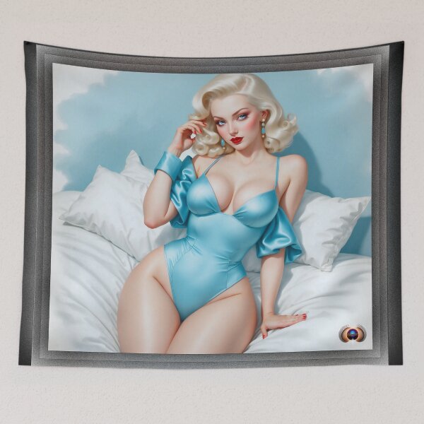 Item preview, Blue Is My Favorite Color Enchanting Pin Up Girl AI Concept Art by Xzendor7 designed and sold by Xzendor7 Digital Art Creations.