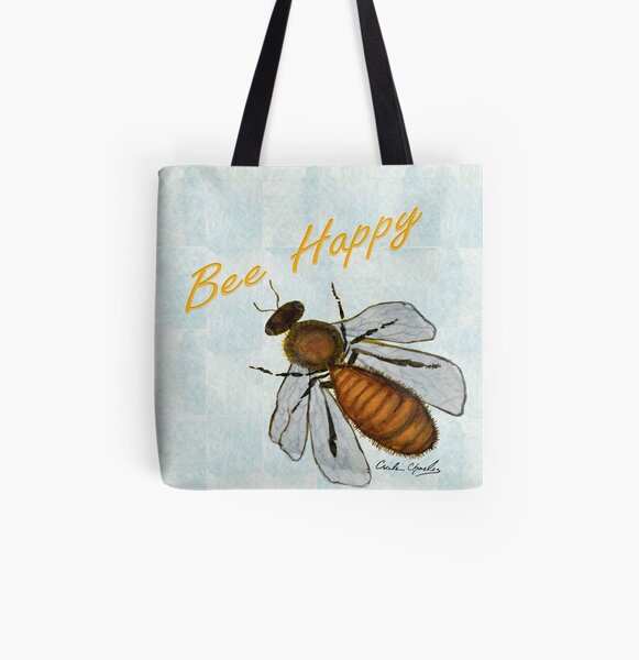 Bee Happy by Cecile Grace Charles All Over Print Tote Bag