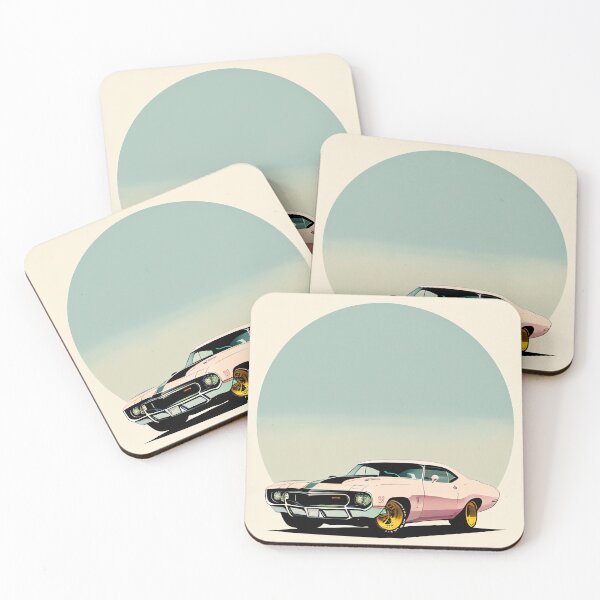 Item preview, Pink Beauty Vintage Style Classic Muscle Car Illustration designed and sold by thejoyker1986.