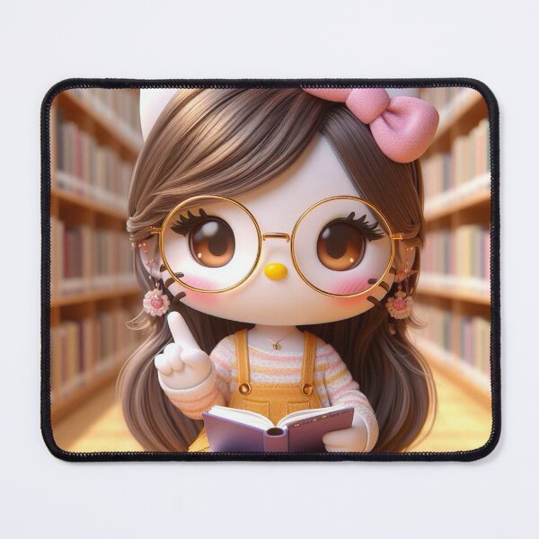 Item preview, cute kitty reading a book in the library  designed and sold by ArtisStudio.