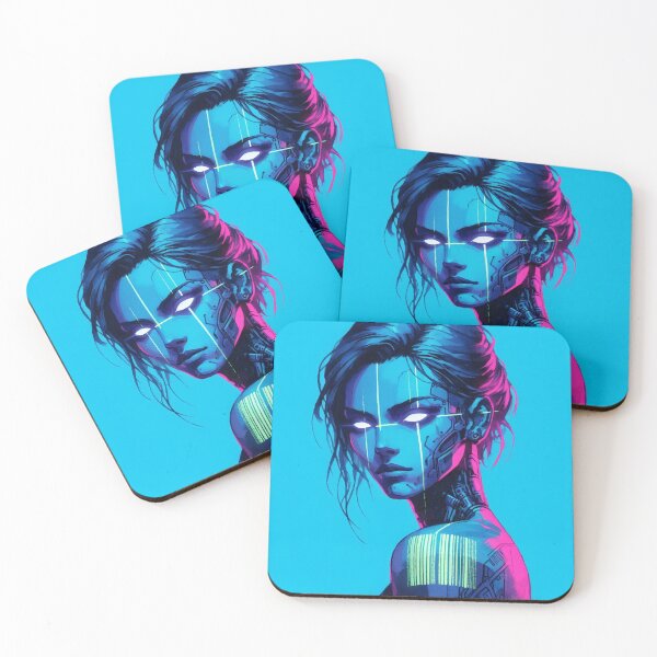 Item preview, Cyberpunk Neon Android Girl (Blue) designed and sold by RESToRAPTOR.