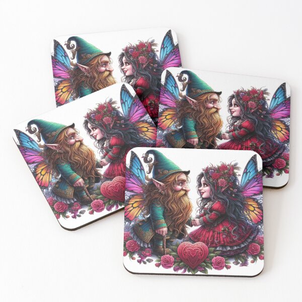 Item preview, Gothic Couple  Dwarfs  with  wings  goth  happy valentines day  designed and sold by Expressions-Sel.