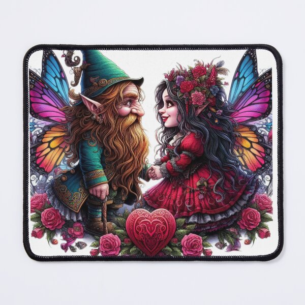 Item preview, Gothic Couple Dwarfs with wings goth happy valentines day designed and sold by Expressions-Sel.