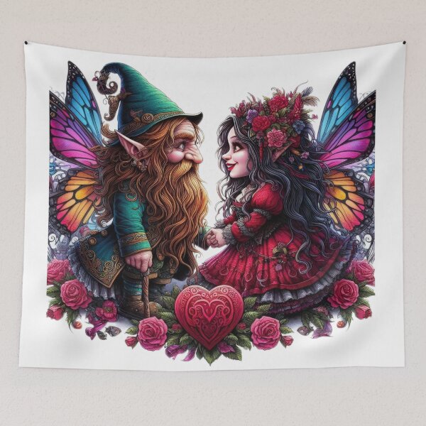 Item preview, Gothic Couple  Dwarfs  with  wings  goth  happy valentines day  designed and sold by Expressions-Sel.