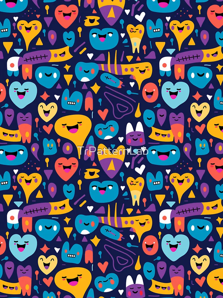Thumbnail 5 of 5, iPhone Case, Smiling geometric shapes pattern designed and sold by TrPatternLab.