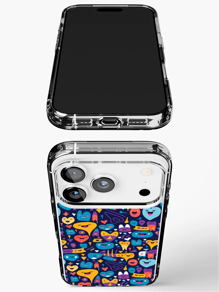 Thumbnail 3 of 5, iPhone Case, Smiling geometric shapes pattern designed and sold by TrPatternLab.