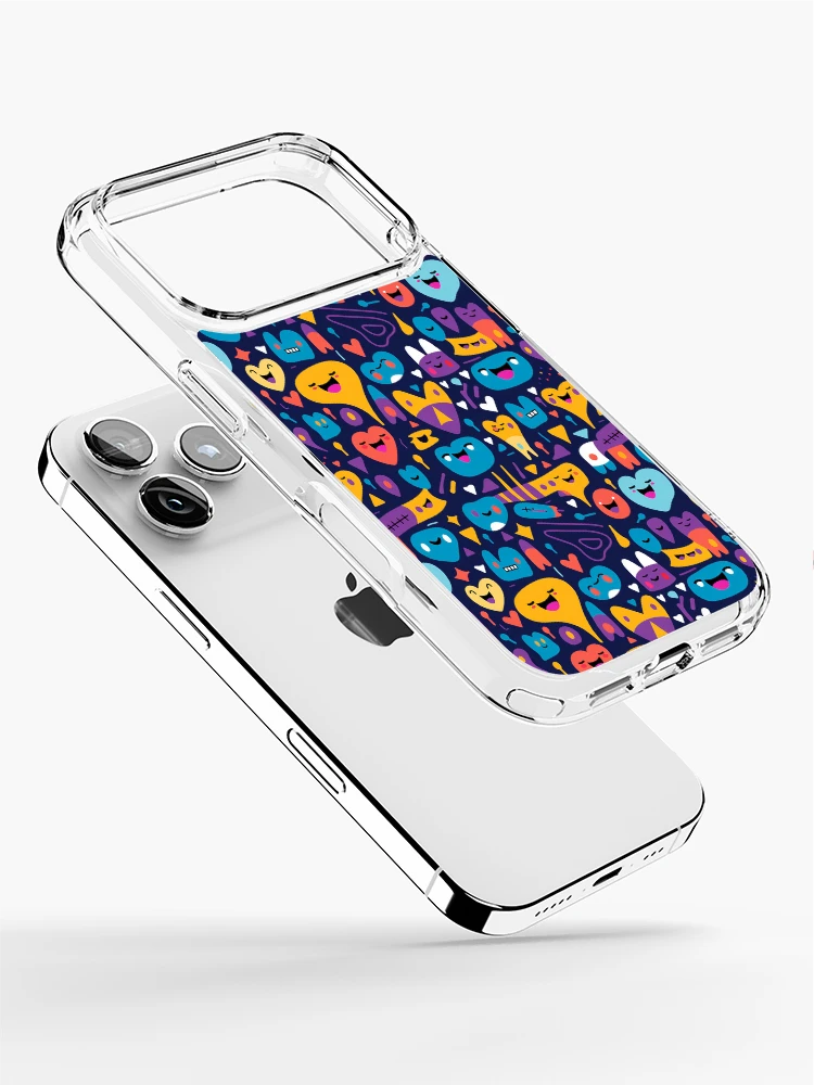 Thumbnail 2 of 5, iPhone Case, Smiling geometric shapes pattern designed and sold by TrPatternLab.