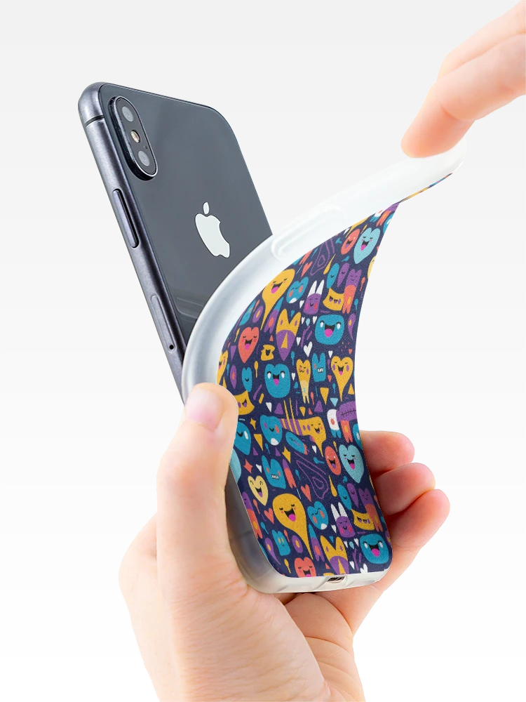 Thumbnail 4 of 5, iPhone Case, Smiling geometric shapes pattern designed and sold by TrPatternLab.