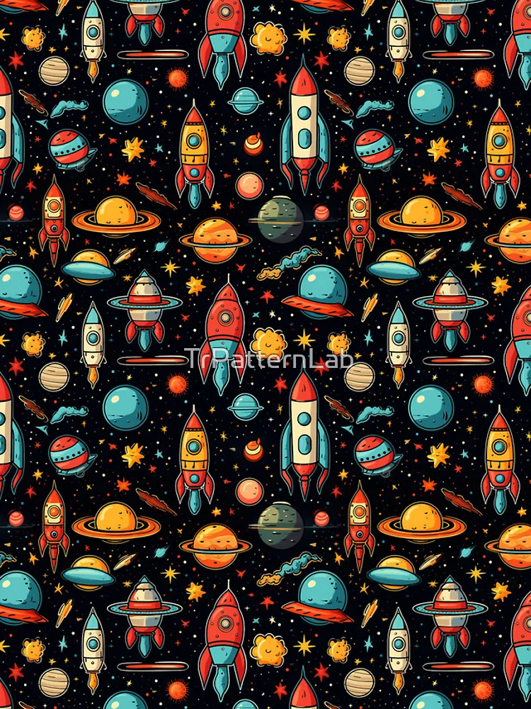 Thumbnail 5 of 5, iPhone Case, Rockets and spacecraft pattern designed and sold by TrPatternLab.