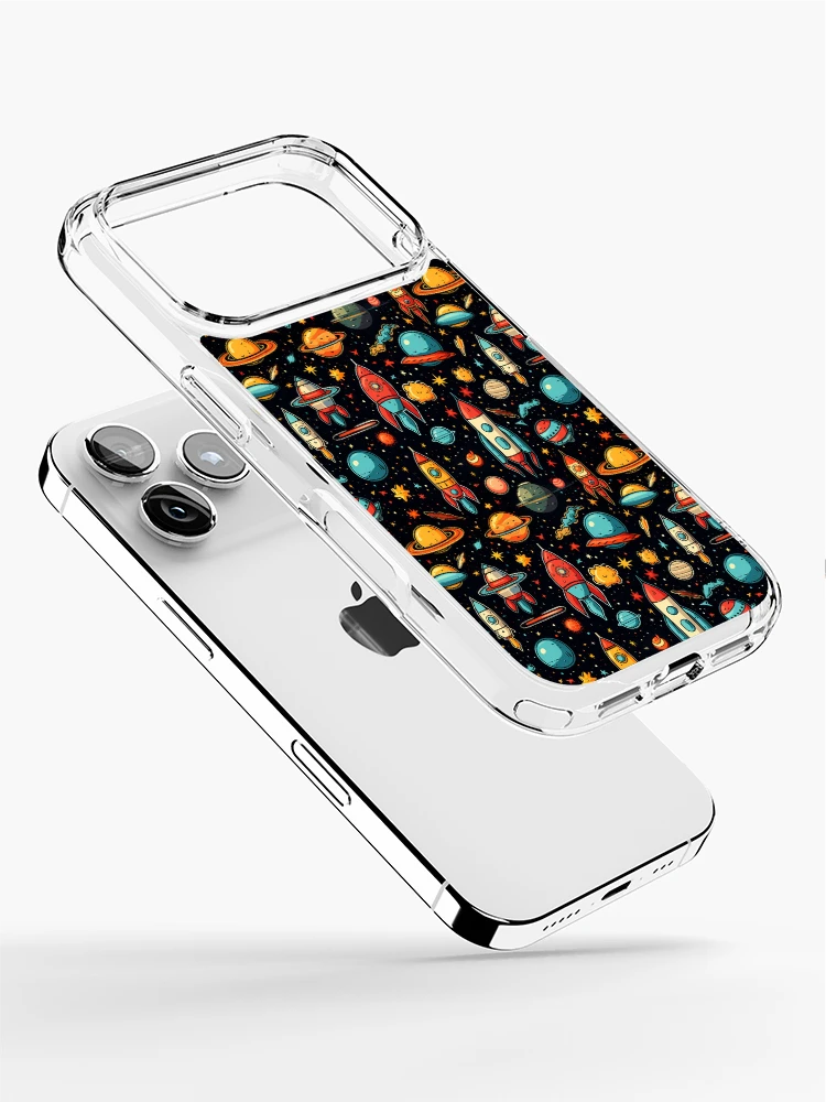 Thumbnail 2 of 5, iPhone Case, Rockets and spacecraft pattern designed and sold by TrPatternLab.