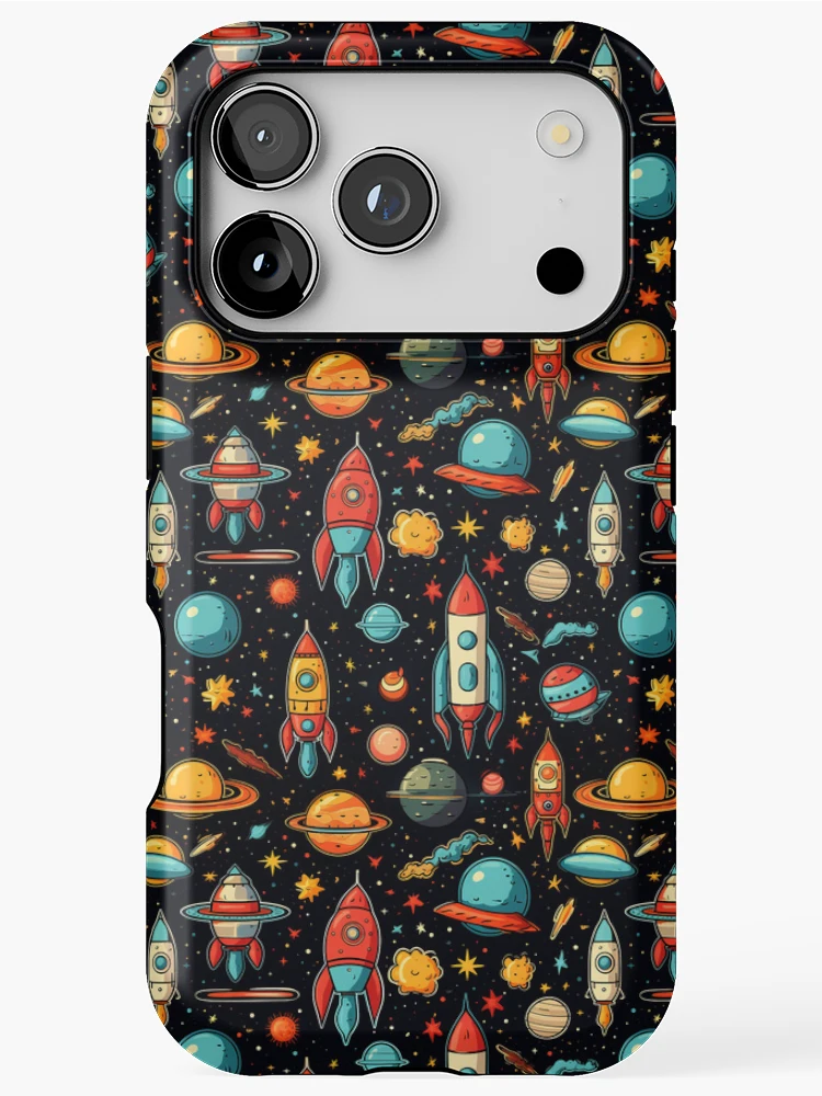 Thumbnail 1 of 4, iPhone Case, Rockets and spacecraft pattern designed and sold by TrPatternLab.