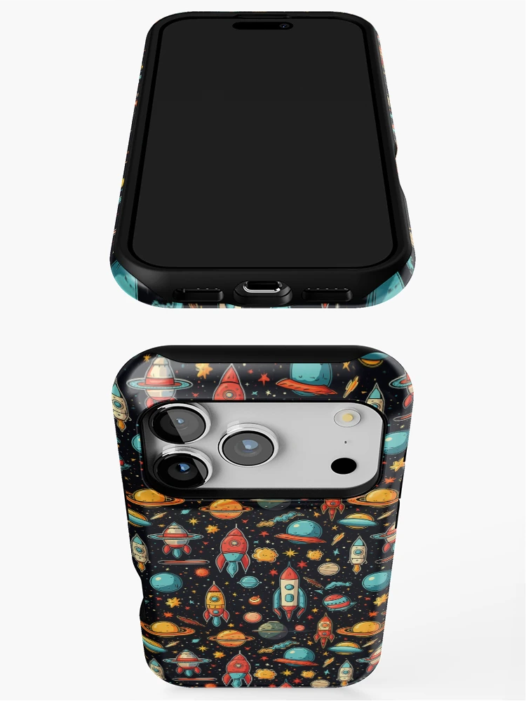 Thumbnail 3 of 4, iPhone Case, Rockets and spacecraft pattern designed and sold by TrPatternLab.