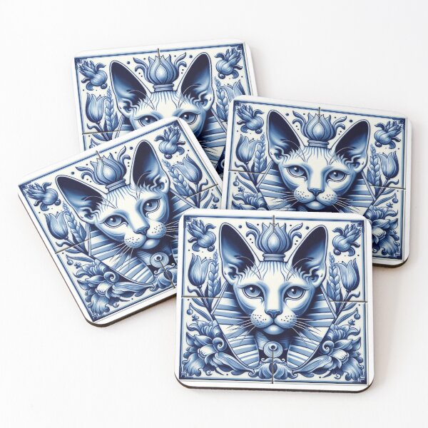 Item preview, Delft Tile With Sphinx Cat No.3 designed and sold by ArtNook777.