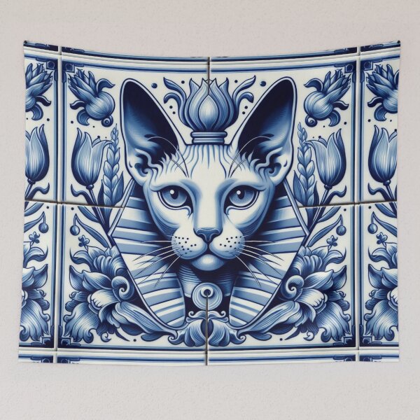 Item preview, Delft Tile With Sphinx Cat No.3 designed and sold by ArtNook777.