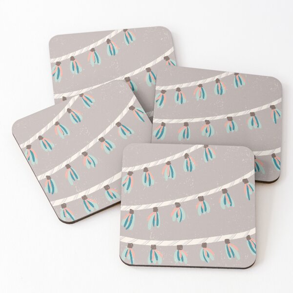 Item preview, Tasseled Square in Taupe, Teal, and Coral designed and sold by lisanorrisart.