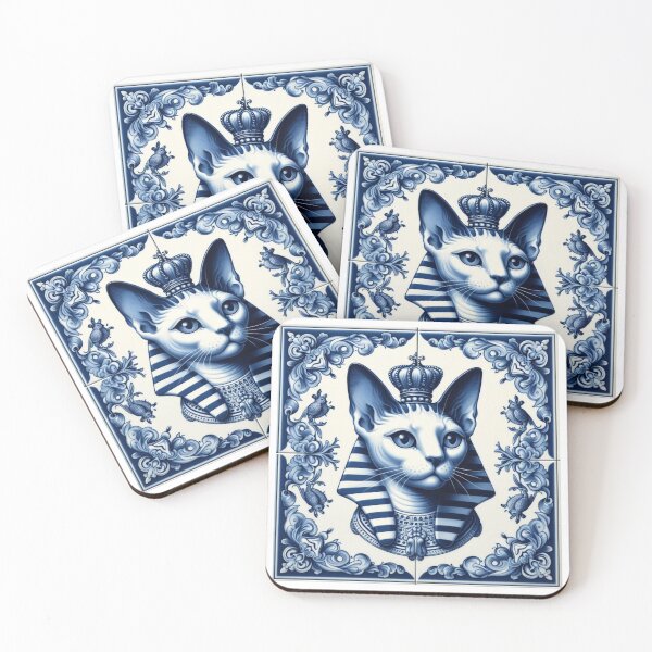 Item preview, Delft Tile With Sphinx Cat No.5 designed and sold by ArtNook777.