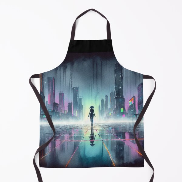 Item preview, Cyberpunk Neon Silhouette Girl with Skyscrapers Background designed and sold by RESToRAPTOR.